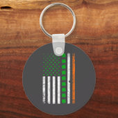 Irish American Flag St. Patrick's Day Shamrock Schlüsselanhänger (Vorderseite)