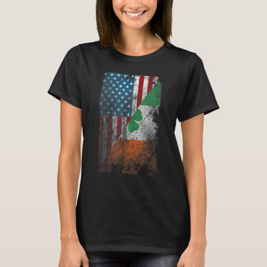 Irish American Flag St Patricks Pride Shamrock Ire T-Shirt (Vorderseite)