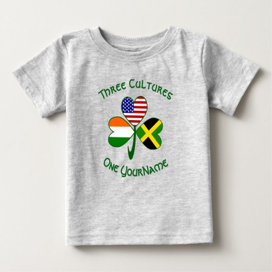 Irish American Flags Kleeblatt Ihr Name Baby T-shirt (Vorderseite)