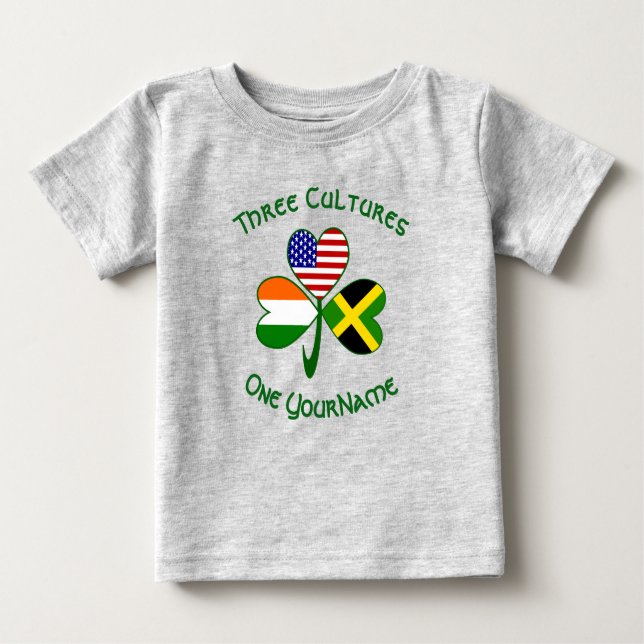Irish American Flags Kleeblatt Ihr Name Baby T-shirt (Vorderseite)