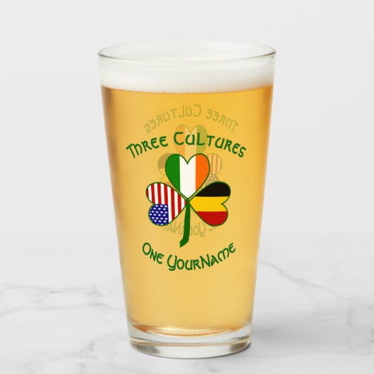 Irish American Flags Kleeblatt Personalisiert Glas (Rückseite (gefüllt))