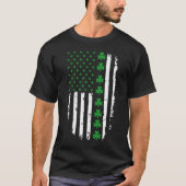 Irish American Green Clover & Stars Flag St Patric T-Shirt (Vorderseite)
