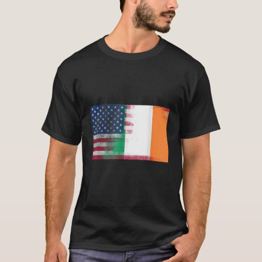 Irish American Half Ireland Halbamerikanischer Fla T-Shirt (Vorderseite)