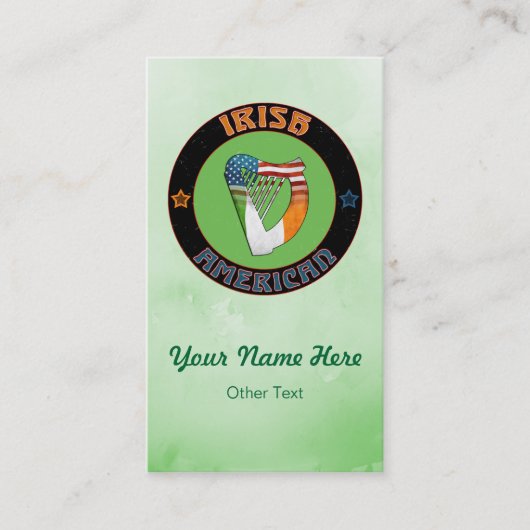 Irish American Harp Custom Business Cards Visitenkarte (Vorderseite)