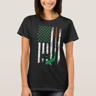 Irish American Hockey USA Flag St Patrick s Day Sh T-Shirt