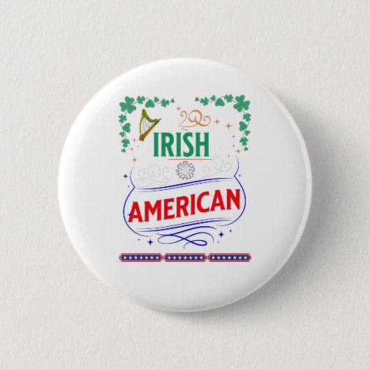 Irish American Kleeblatts Harp Banner Fireworks Button (Vorderseite)