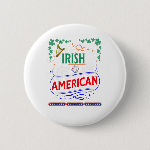 Irish American Kleeblatts Harp Banner Fireworks Button