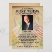 Irish American Memorial Foto Card Einladung (Vorne/Hinten)