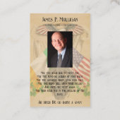 Irish American Memorial Foto Card Visitenkarte (Rückseite)