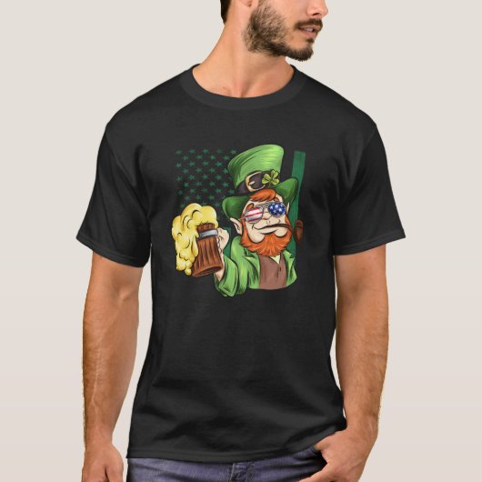 Irish American Patriotic Murica  leprechaun T-Shirt (Vorderseite)