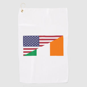 Irish American Pride US Ireland Flag Golfhandtuch
