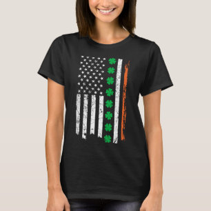Irish American USA Flag w Irish Kleeblatts T-Shirt