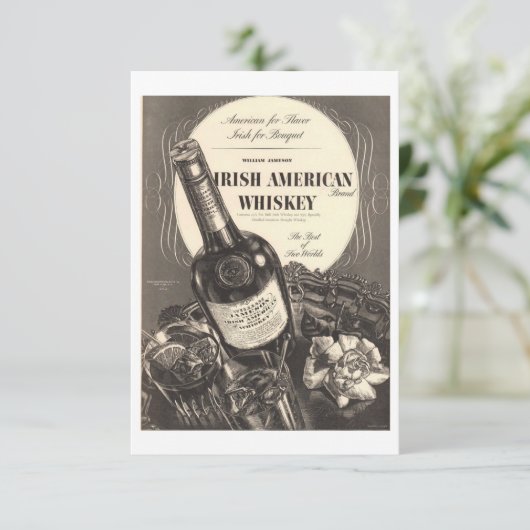 Irish American Whiskey Vintag Card Dankeskarte (Stehend Vorderseite)