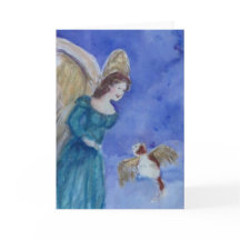 Irish Angel and Cat Angel Blank Greeting Card