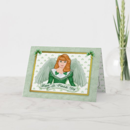 Irish Angel & Banner - Verse Inside Karte (Vorderseite)