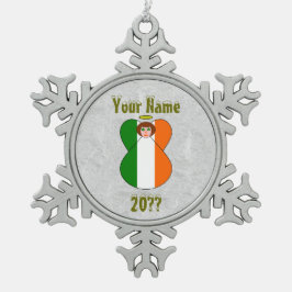 Irish Angel Flag Red Hair Kleeblatt Eyes Schneeflocken Zinn-Ornament