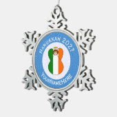 Irish Angel Hanukkah Flag Personalisiert Schneeflocken Zinn-Ornament (Rechts)