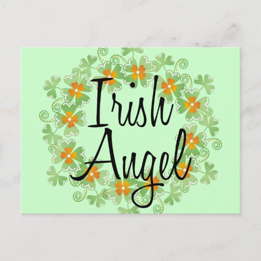 Irish Angel Kleeblatt Wreath Postkarte (Vorderseite)