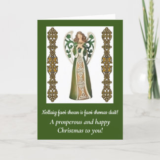Irish Angel & Segen Faltete Weihnachtskarte Feiertagskarte