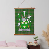 Irish Aries Coat of Arms Family Crest Wandteppich Mit Holzrahmen (Schlafzimmer)