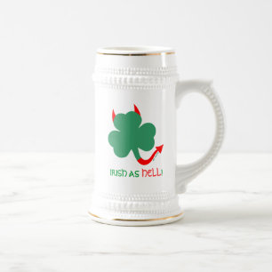 Irish As Hell St. Paddys Funny Novelty Kleeblatt Bierglas