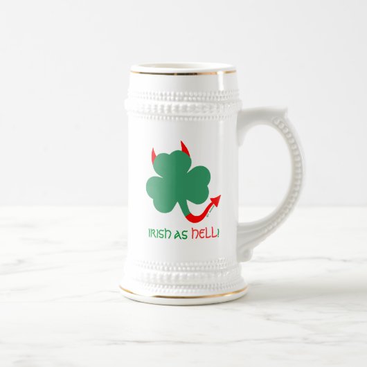 Irish As Hell St. Paddys Funny Novelty Kleeblatt Bierglas (Rechts)
