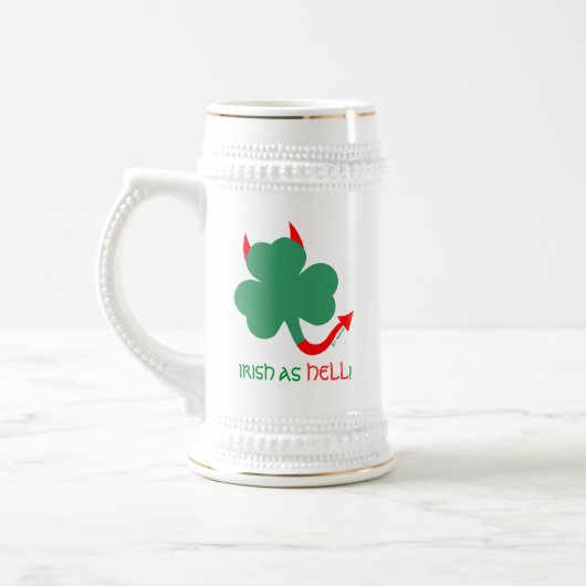 Irish As Hell St. Paddys Funny Novelty Kleeblatt Bierglas (Links)