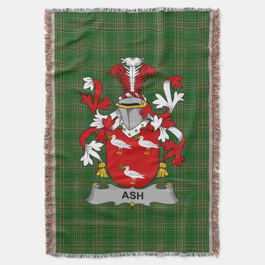 Irish Ash Coat of Arms Familienwappen Irland Decke (Vorderseite Vertikal)