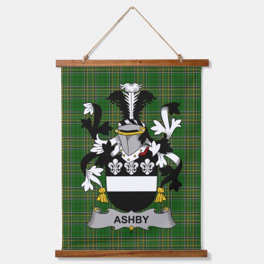 Irish Ashby Coat of Arms Family Crest Wandteppich Mit Holzrahmen (Vorderseite)