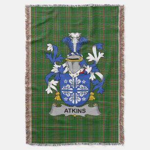 Irish Atkins Coat of Arms Familienwappen Irland Decke
