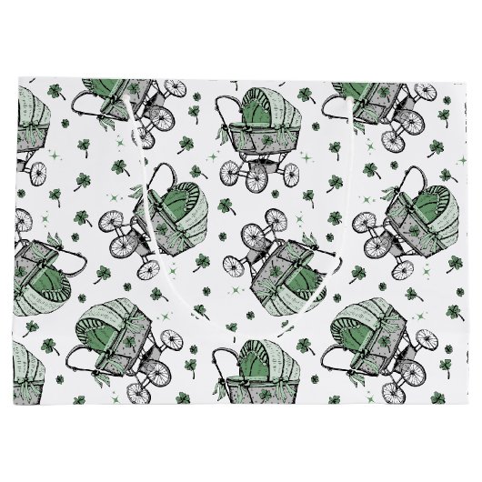 Irish Baby Carriage St Patrick's Day Baby Shower Große Geschenktüte (Rückseite)
