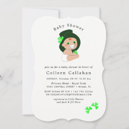 Irish Baby Leprechaun Lucky Kleeblatt Babydusche Einladung