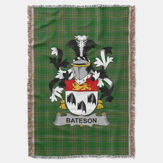 Irish Bateson Coat of Arms Familienwappen Irland Decke (Vorderseite Vertikal)
