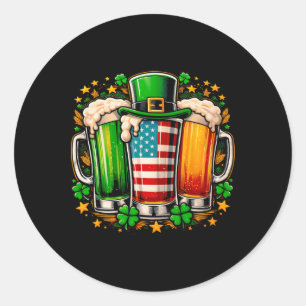 Irish Beer Ireland American Flag St Patrick's Day Runder Aufkleber