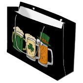 Irish Beer Ireland Flag St Patrick's Day Kleeblatt Große Geschenktüte (Vorderseite Schrägansicht)