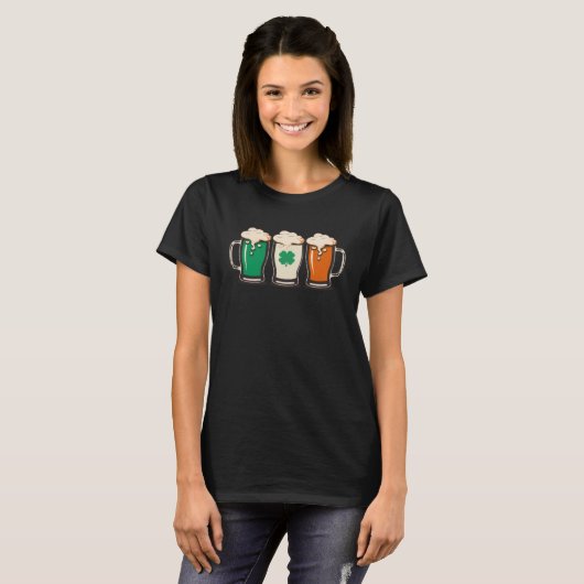 Irish Beer Ireland Flag St Patricks Day Shamrock D T-Shirt (Vorne ganz)