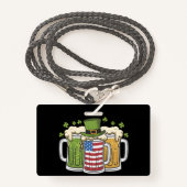 Irish Beer Ireland USA American Flag St Patrick's Ausweis (Vorderseite mit Schlüsselband)