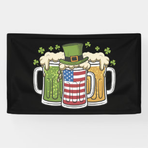 Irish Beer Ireland USA American Flag St Patrick's Banner