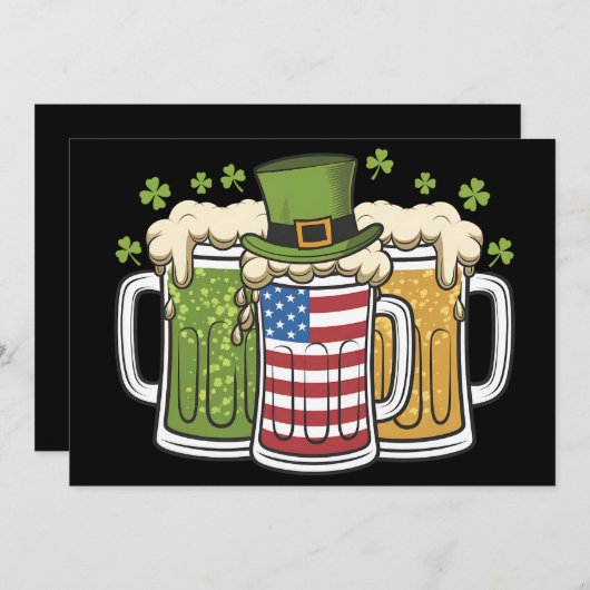 Irish Beer Ireland USA American Flag St Patrick's Einladung (Vorne/Hinten)