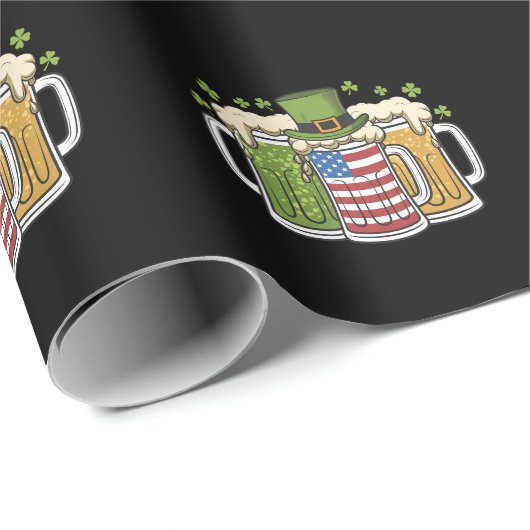 Irish Beer Ireland USA American Flag St Patrick's Geschenkpapier (Rolleneckpunkt)