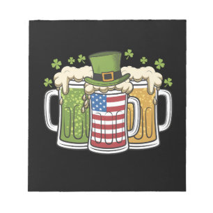 Irish Beer Ireland USA American Flag St Patrick's Notizblock