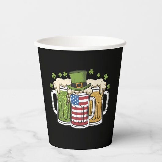 Irish Beer Ireland USA American Flag St Patrick's Pappbecher (Vorderseite)