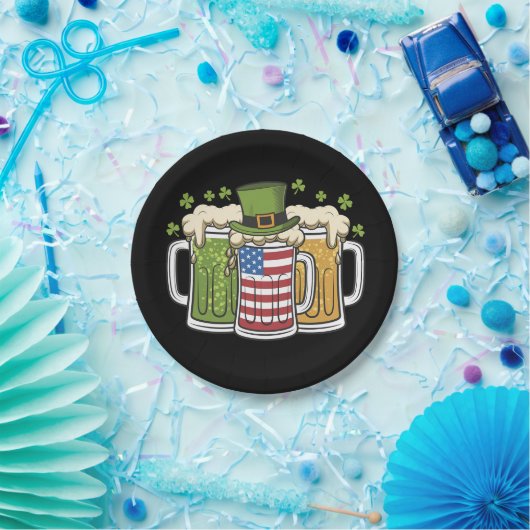 Irish Beer Ireland USA American Flag St Patrick's Pappteller (Party)