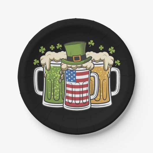 Irish Beer Ireland USA American Flag St Patrick's Pappteller (Vorderseite)