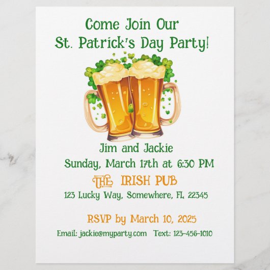 Irish Beer St. Patrick's Day Party Flyer (Vorne)