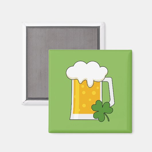 Irish Beer Tasse mit Kleeblatt Clover Magnet (Vorderseite/Rückseite)