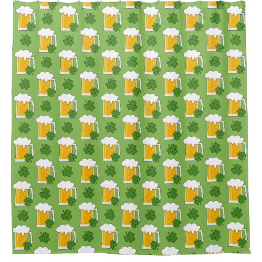 Irish Beer Tasse mit Kleeblatt Clover Pattern Duschvorhang (Vorderseite)