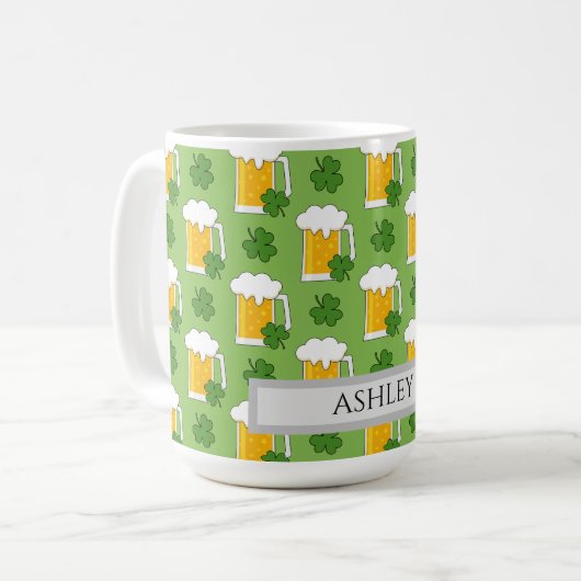 Irish Beer Tasse mit Kleeblatt Clover | Personalis (Vorderseite Links)