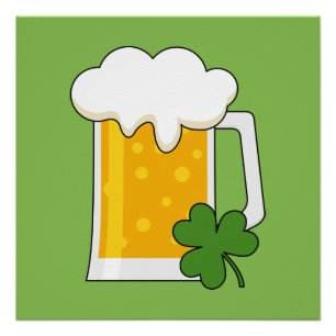 Irish Beer Tasse mit Kleeblatt Clover Poster