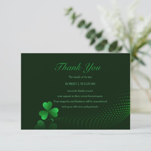 Irish Beileid Dankeschön Card Dankeskarte (Stehend Vorderseite)